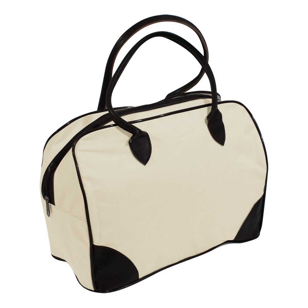 BOLSA EM NYLON 600 COM DETALHES EM COURO SINTÉTICO