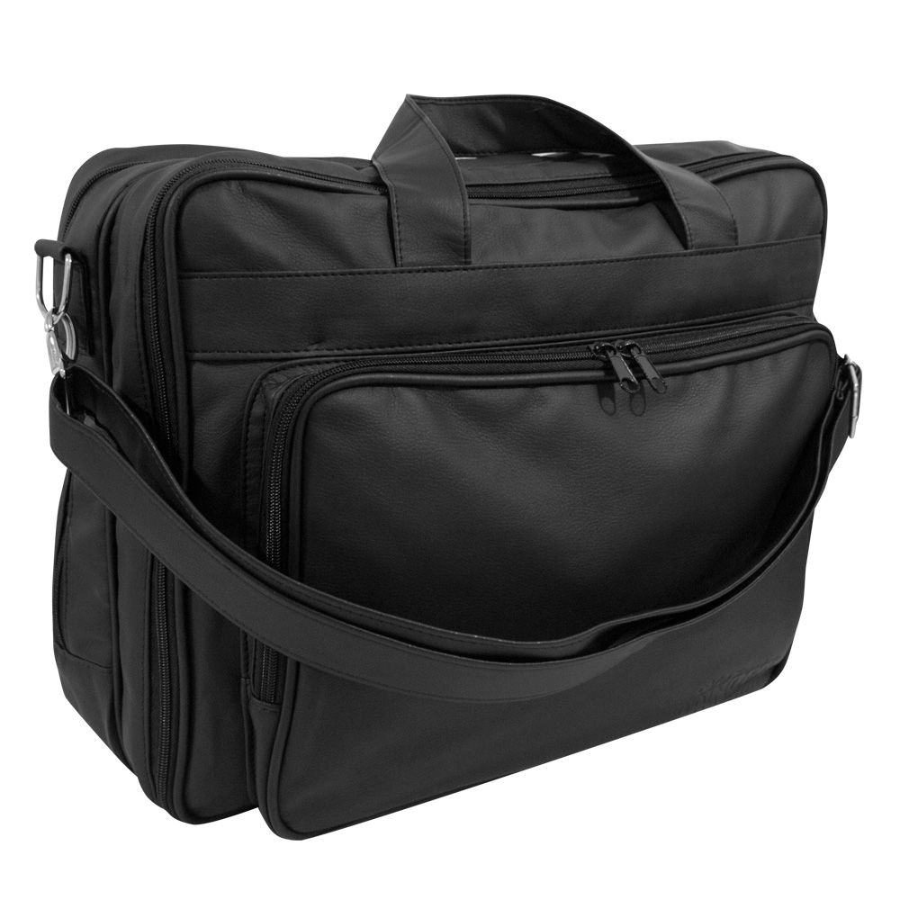 BOLSA EM COURO SINTÉTICO COM BOLSO FRONTAL ALÇA DE MÃO E DE OMBRO