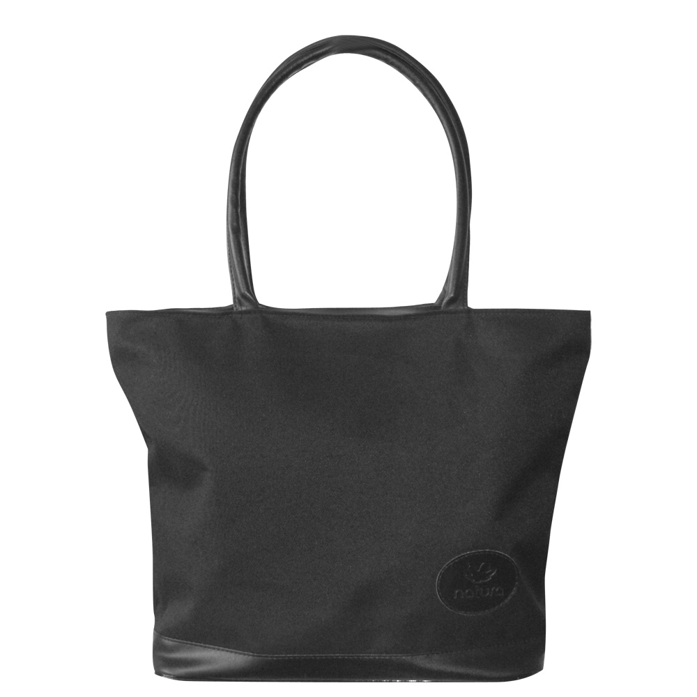 SACOLA EM NYLON 600 COM DETALHE E ALÇA EM COURO SINTÉTICO