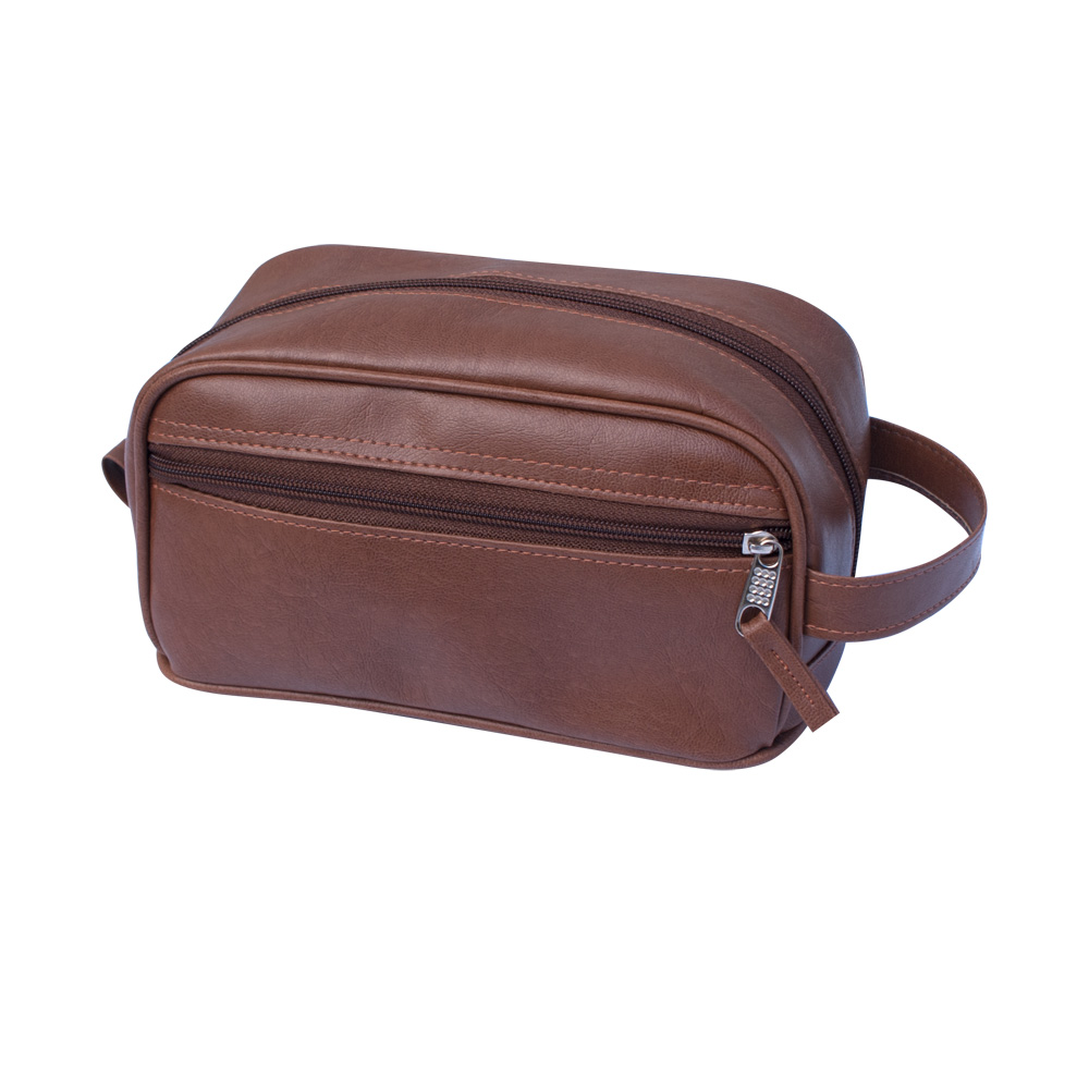 NECESSAIRE EM COURO SINTÉTICO COM BOLSO FRONTAL