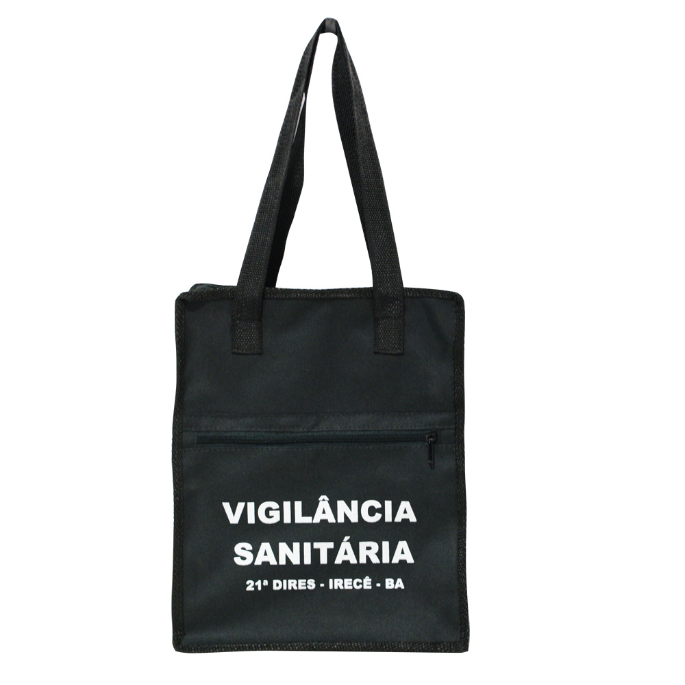 SACOLA EM NYLON 600 COM BOLSO FRONTAL E BOLSO INTERNO