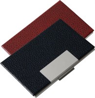 PORTA CARTÃO EM ALUMINIO COM DETALHE COURO
